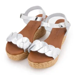 New Sandales cuir craquelé é semelle corde Femme Femme Sandales