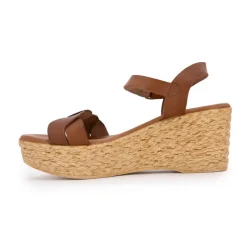Outlet Sandales cuir semelle compensée paille Femme Femme Sandales