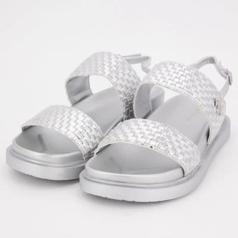 Sale Sandales double bride kary tissées avec boucle Femme Femme Sandales