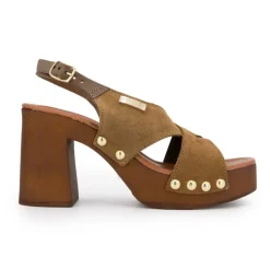 Best Sandales en cuir à talons 9cm carré Penn tan Femme Femme Tongs, Mules