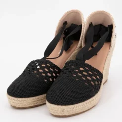 Best Sandales espadrilles brodées compensées black tita à nouer Femme Femme Sandales