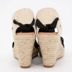 Best Sandales espadrilles brodées compensées black tita à nouer Femme Femme Sandales