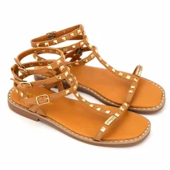 Sale Sandales hautes cuir léger clouté Coralie Femme Femme Sandales