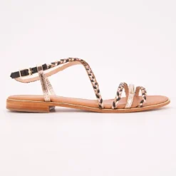 Discount Sandales Homage lanières à tresses gold Femme Femme Sandales