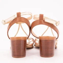 Clearance Sandales Lilon tan gold à talons 6cm Femme Femme Sandales