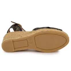 Hot Sandales mordorées es double bride compensées Femme Femme Sandales