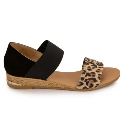 New Sandales motif leopard semi compensée Femme Femme Sandales
