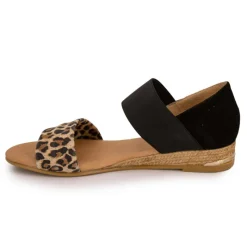 New Sandales motif leopard semi compensée Femme Femme Sandales