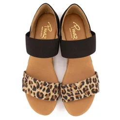 New Sandales motif leopard semi compensée Femme Femme Sandales