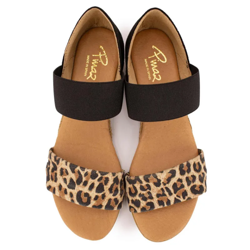 New Sandales motif leopard semi compensée Femme Femme Sandales
