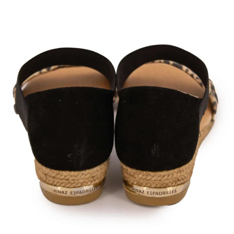 New Sandales motif leopard semi compensée Femme Femme Sandales