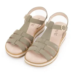 Clearance Sandales olive nubuc 36-41 Femme Femme Sandales