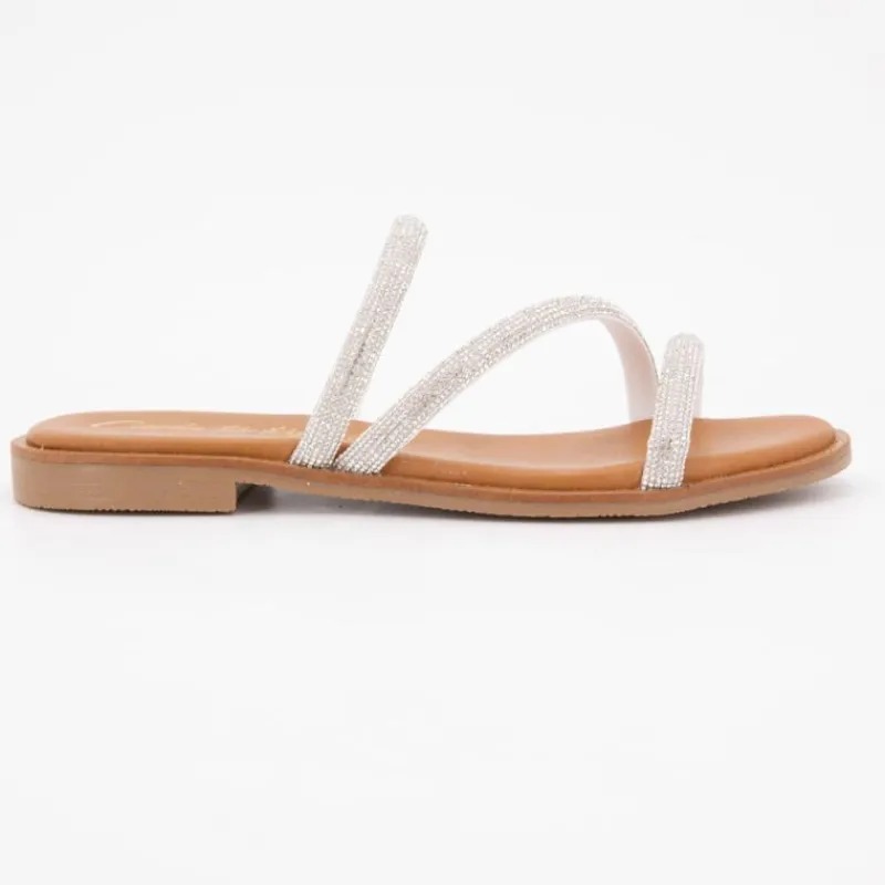 Sandales plate cristal Femme Femme Sandales