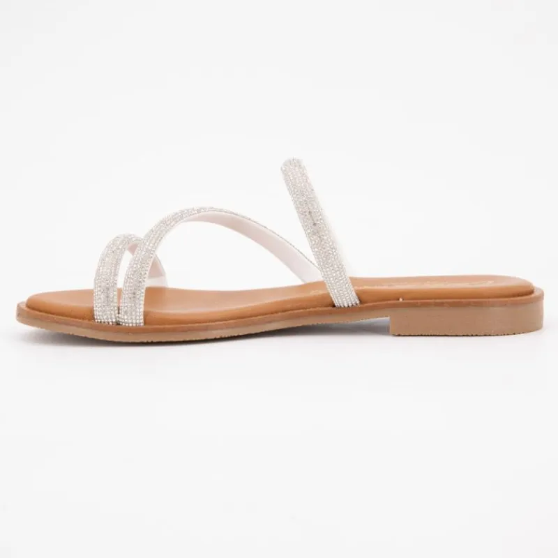 Sandales plate cristal Femme Femme Sandales