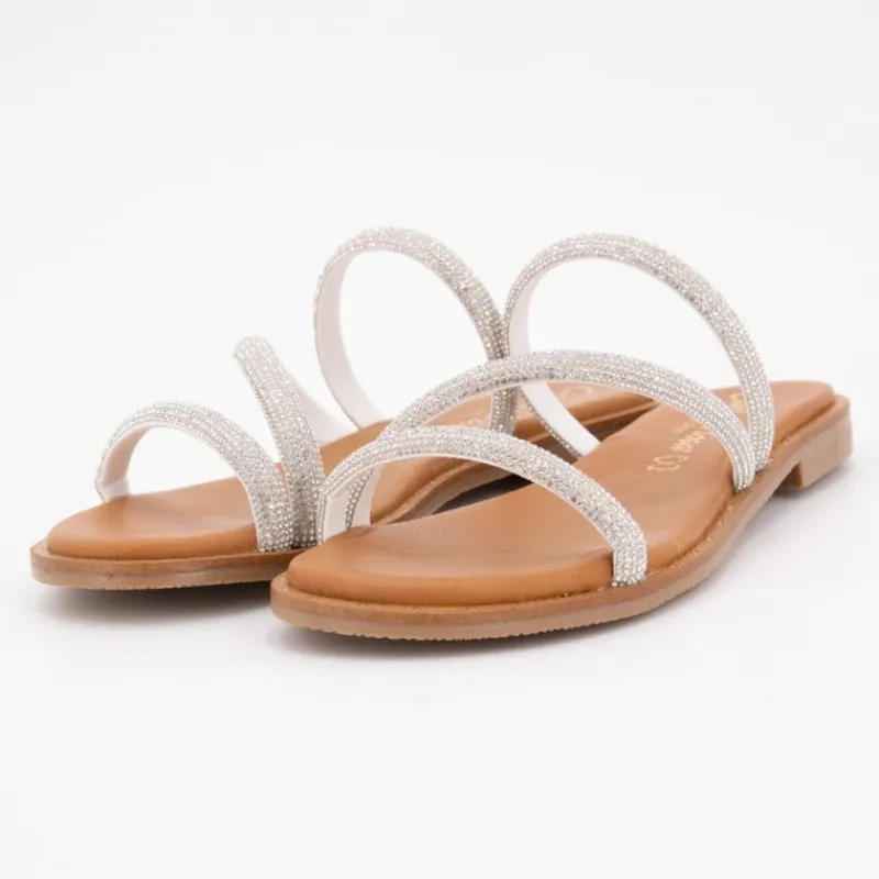 Sandales plate cristal Femme Femme Sandales