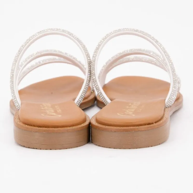 Sandales plate cristal Femme Femme Sandales