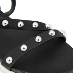 New Sandales plates à brides cloutées semelle crantée Femme Femme Sandales