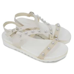 Best Sandales plates à brides cloutées semelle crantée Femme Femme Sandales