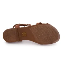 Outlet Sandales plates cuir platino à boucles Femme Femme Sandales