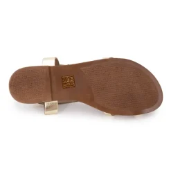 Clearance Sandales plates cuir platino à boucles Femme Femme Sandales