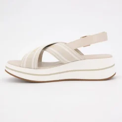 New Sandales tissu à rayures semelle épaisse Femme Femme Sandales