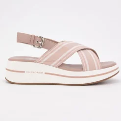 Best Sandales tissu à rayures semelle épaisse Femme Femme Sandales