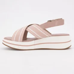 Best Sandales tissu à rayures semelle épaisse Femme Femme Sandales