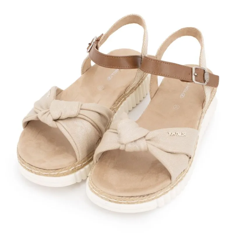 Online Sandales tissu nouées à boucle doré Femme Femme Sandales