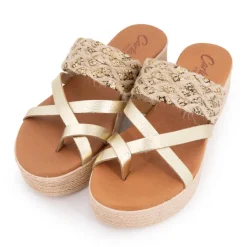 Online Sandales tressées platine compensées Femme Femme Sandales