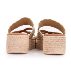 Online Sandales tressées platine compensées Femme Femme Sandales