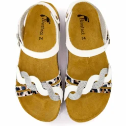 Best Sandales triple bride he tressée argentée et motif léopard Enfant Enfant Chaussures Fille