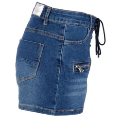 Sale Short avec lacets medium blue denim délavé Femme Femme Short, Bermuda