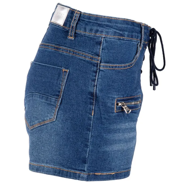 Sale Short avec lacets medium blue denim délavé Femme Femme Short, Bermuda