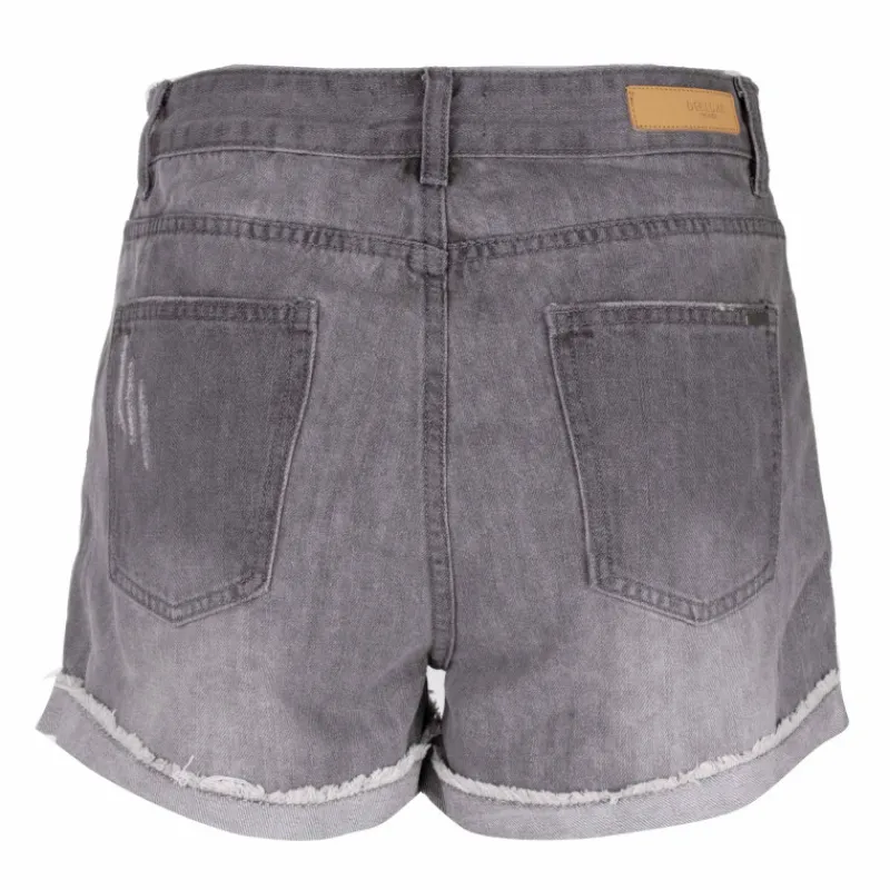 New Short court délavé jean avec ourlets Femme Femme Short, Bermuda