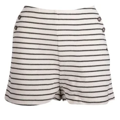 Clearance Short courte rayé noir et blanc boutons côté Femme Femme Short, Bermuda
