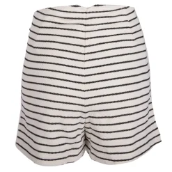 Clearance Short courte rayé noir et blanc boutons côté Femme Femme Short, Bermuda