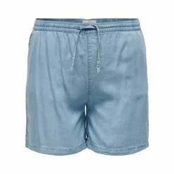 New Short denim droit fluide élastique cordon Femme Femme Short, Bermuda