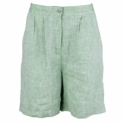 Outlet Short en lin mi long taille haute Femme Femme Short, Bermuda