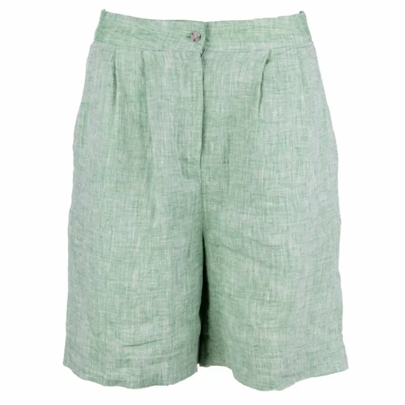 Outlet Short en lin mi long taille haute Femme Femme Short, Bermuda