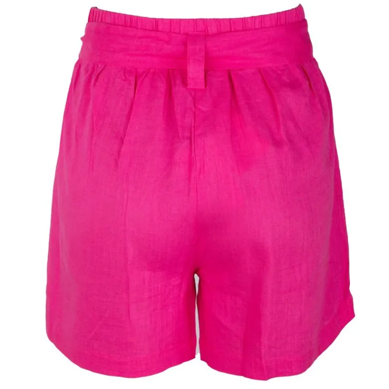 New Short en lin taille haute avec ceinture amelya Femme Femme Short, Bermuda