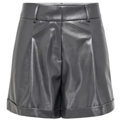 Clearance Short en simili à revers gris métallisé Femme Femme Short, Bermuda