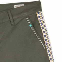 Short honeystud galons habillé coton doux ourlets à pince Femme Femme Short, Bermuda