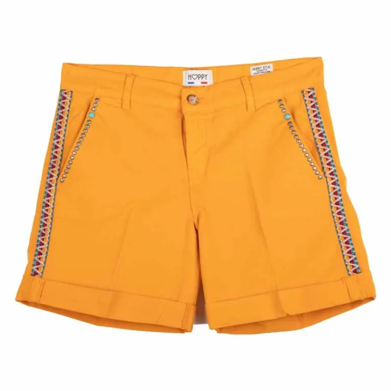 Discount Short honeystud galons habillé coton doux ourlets à pince Femme Femme Short, Bermuda