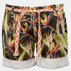 Clearance Short motif oiseau de paradis avec ceinture tissée Femme Femme Short, Bermuda