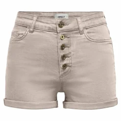 Sale Short moulant taille haute boutons revers Femme Femme Short, Bermuda