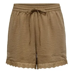 Discount Short noir avec dentelle et poches latérales Femme Femme Short, Bermuda