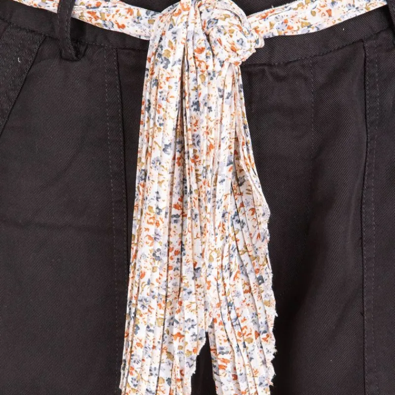 Sale Short poches plaquées ceinture foulard Femme Femme Short, Bermuda