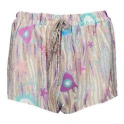 Sale Short palma court imprimé à motifs avec cordon brillant Femme Femme Short, Bermuda