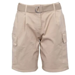 Outlet Short semolina kaki taille haute avec ceinture Femme Femme Short, Bermuda