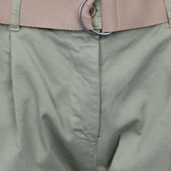 Best Short semolina kaki taille haute avec ceinture Femme Femme Short, Bermuda